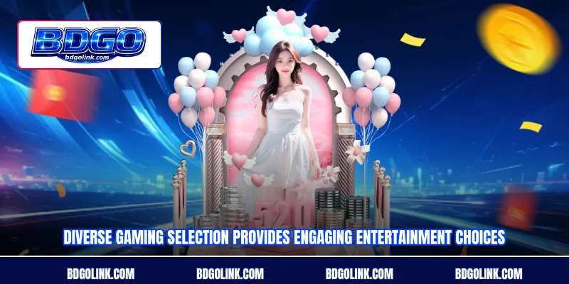 Diverse gaming selection provides engaging entertainment choices